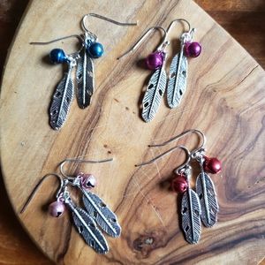 Handmade Fun Holiday Festive Bell & Leaf Earrings